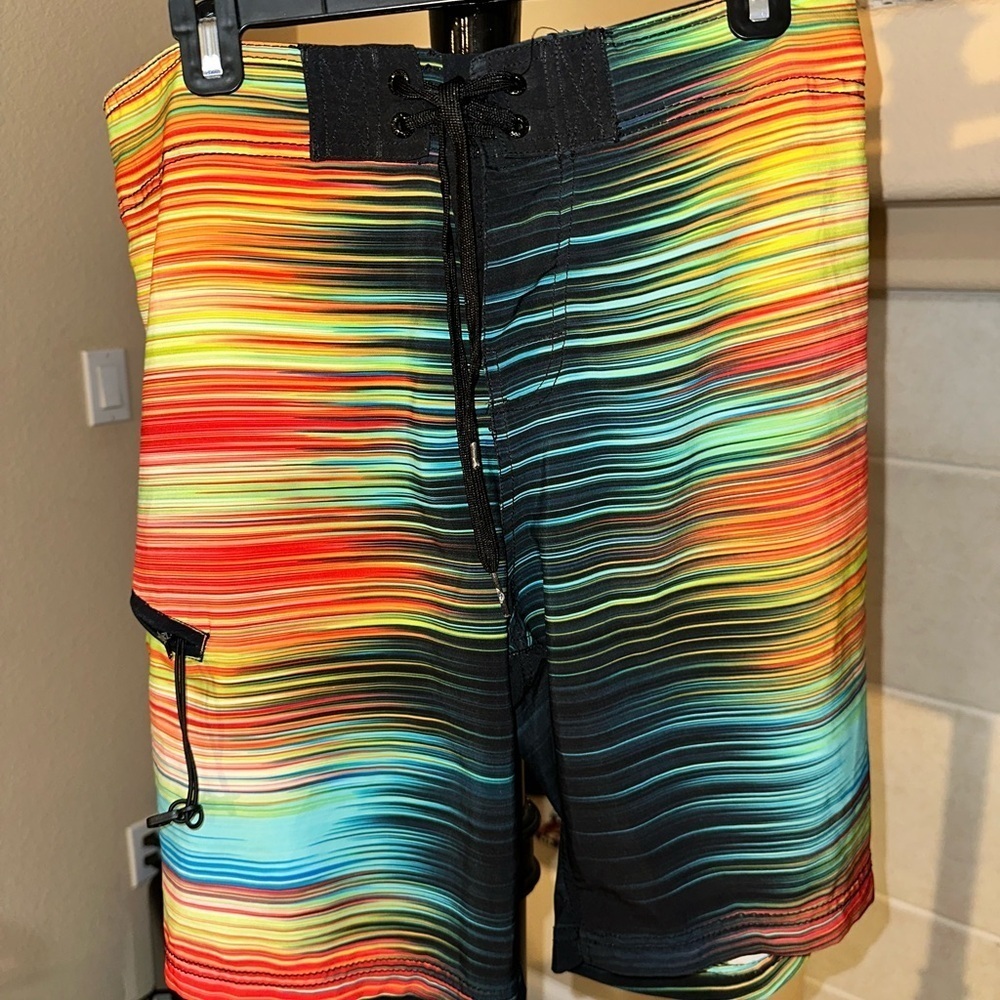 Voodoo Body Glove Board Shorts Mens 32 Multicolor Stripe Surf Swim Y2K Style